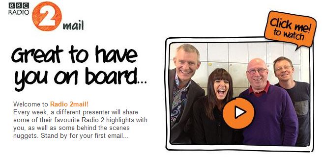 Radio 2 Mail welcome email